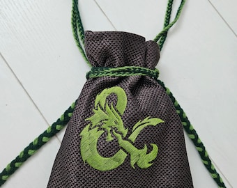 Embroidered bag / pouch for medieval / fantasy / LARP / cosplay - brown green