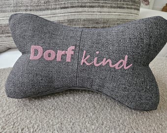 Reading bone / neck pillow embroidered village child pink