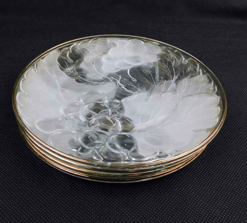 Kig Indonesia 4 Clear Glass Dessert Plates With Gold Trim Etsy