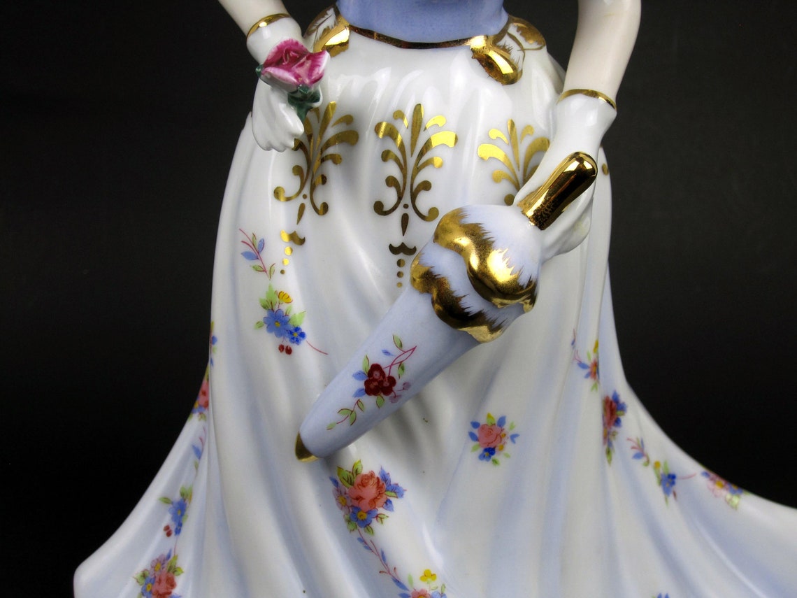 Porcelain Musical Lady Figurine Southern Belle Wind Up Doll Etsy