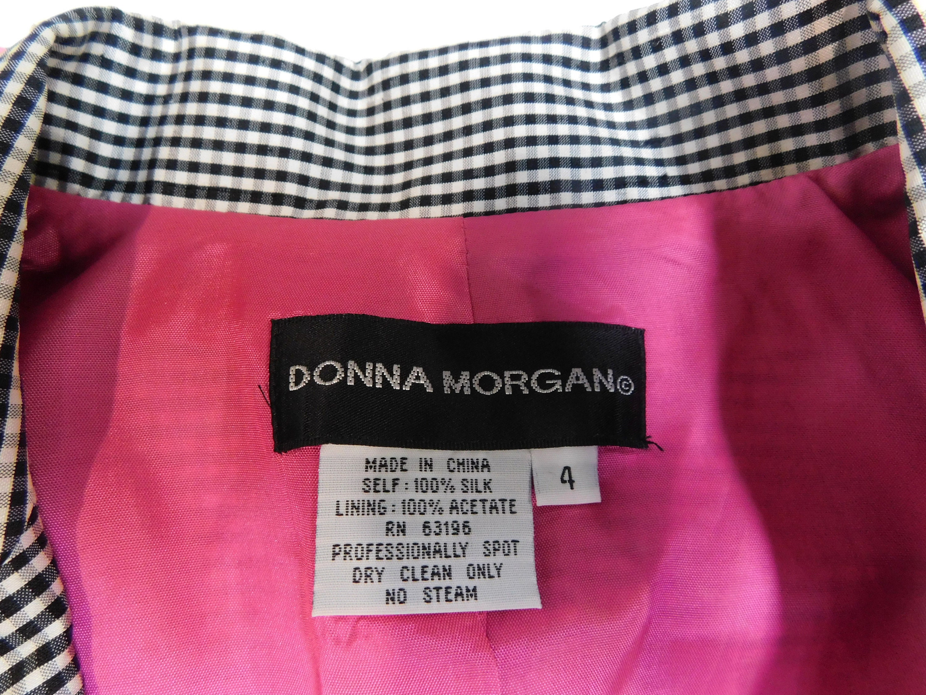 Donna Morgan Black and White Check Silk 2 Piece Set Sheath - Etsy