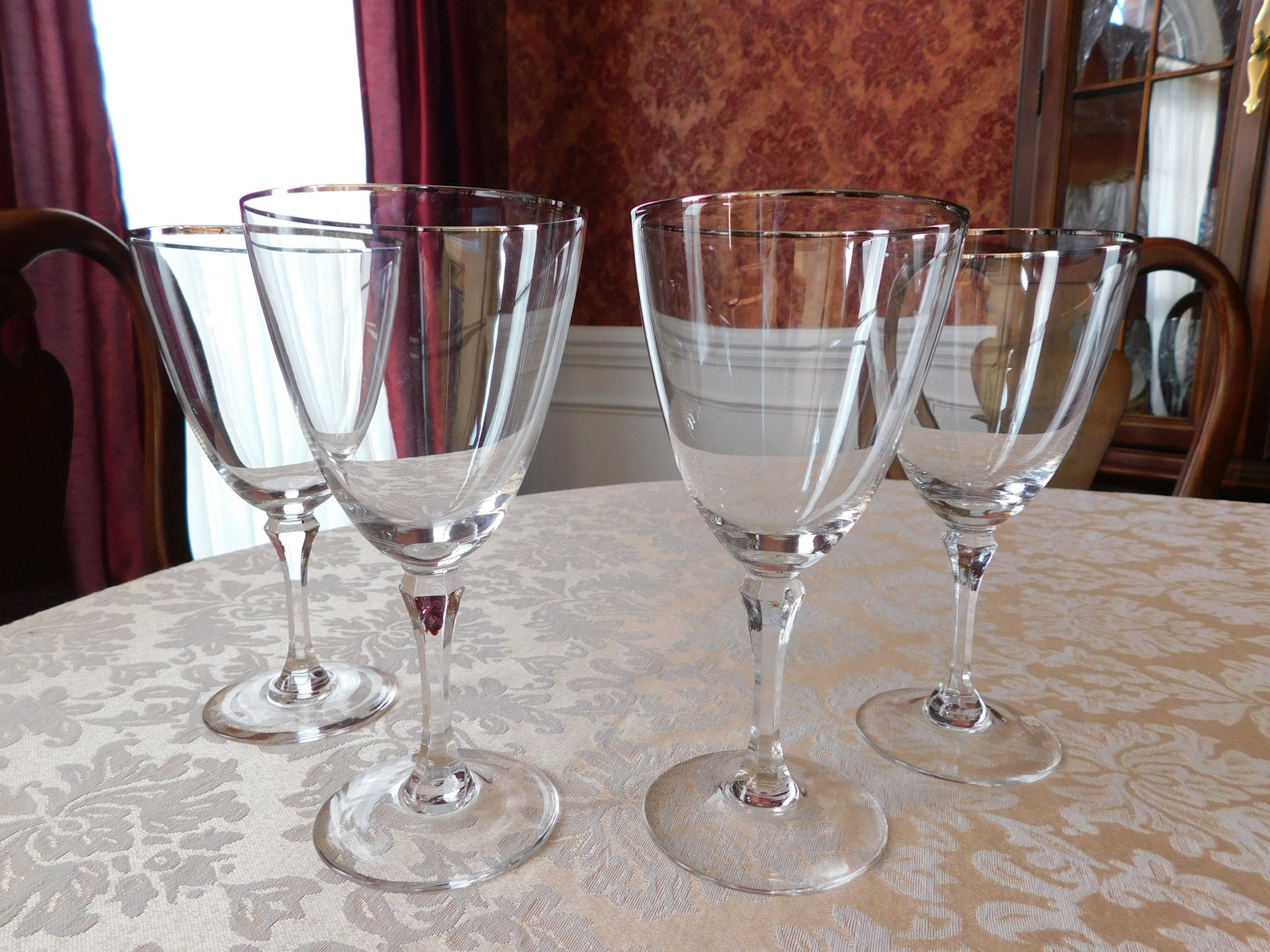 Lenox Montclair Crystal Stem Platinum Rim Water Glasses Set of Etsy