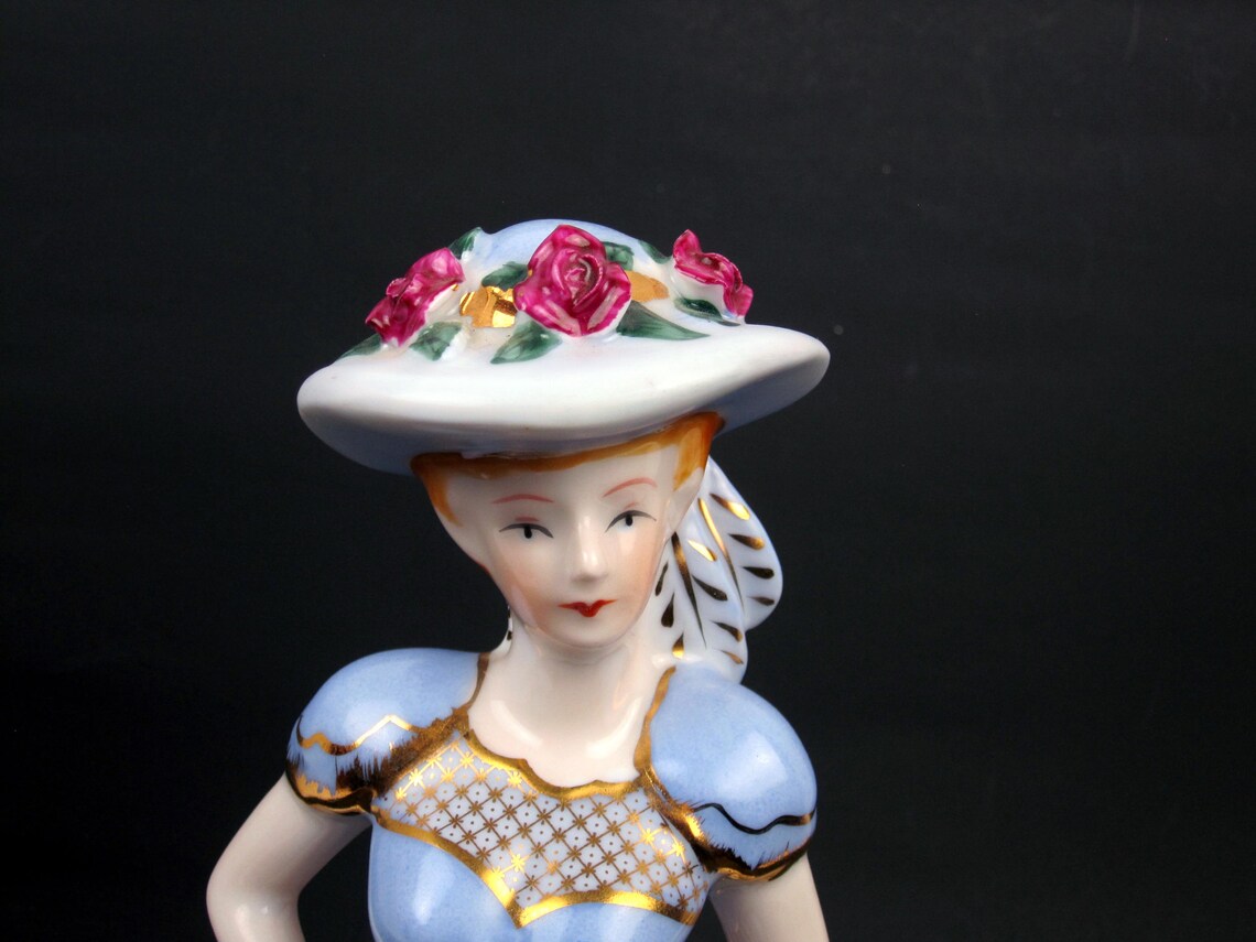 Porcelain Musical Lady Figurine Southern Belle Wind Up Doll Etsy