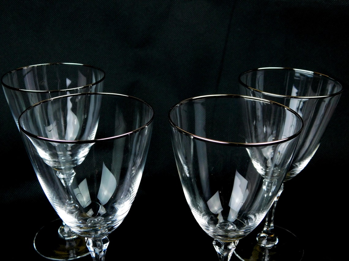 Lenox Montclair Crystal Stem Platinum Rim Water Glasses Set of Etsy