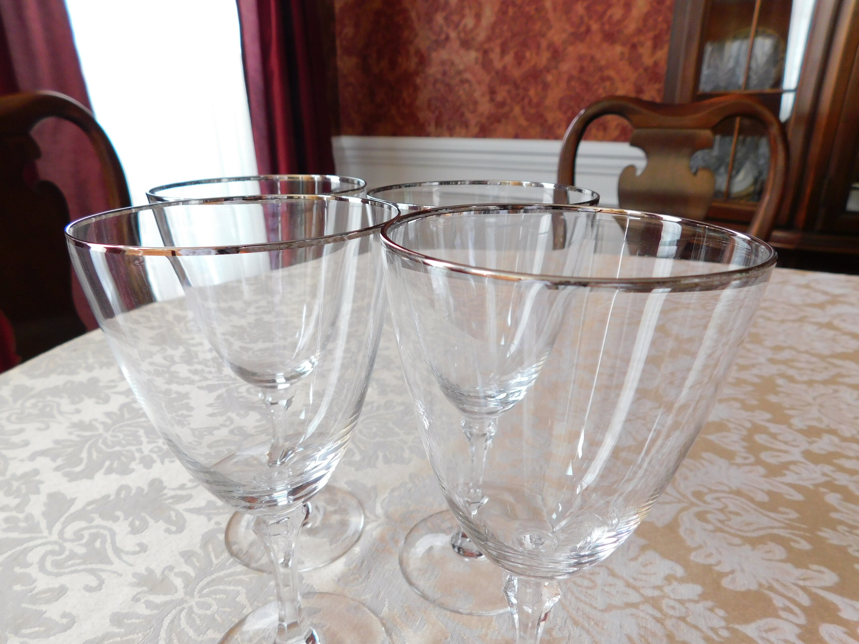 Lenox Montclair Crystal Stem Platinum Rim Water Glasses Set of Etsy
