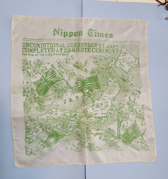 Vintage Souvenir WWII Japanese Surrender Silk Scar