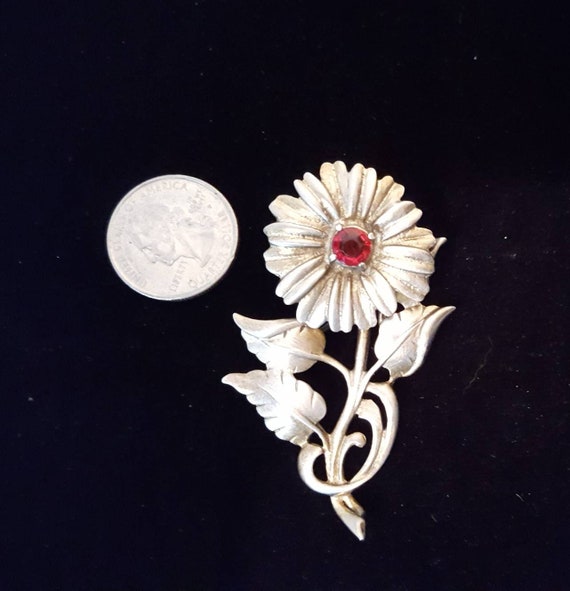 Vintage Flower Pin/Vintage Sterling Silver Flower… - image 4