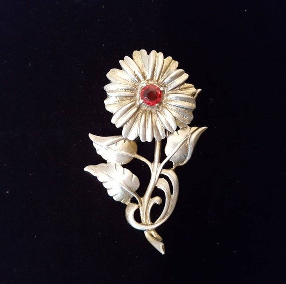 Vintage Flower Pin/Vintage Sterling Silver Flower… - image 1