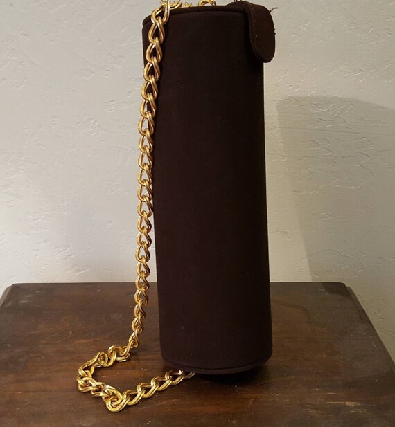 Vintage Umbrella Purse/1950's Canister Bag/Brown … - image 2