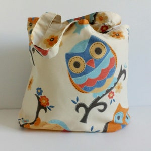 Owl tote bag, Cloth bag, Market bag, Bag, Tote bag, fabric bag, cloth Tote bag, shopping bag, tote, lined shopping bag image 7
