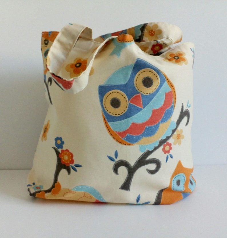 Owl tote bag, Cloth bag, Market bag, Bag, Tote bag, fabric bag, cloth Tote bag, shopping bag, tote, lined shopping bag image 7