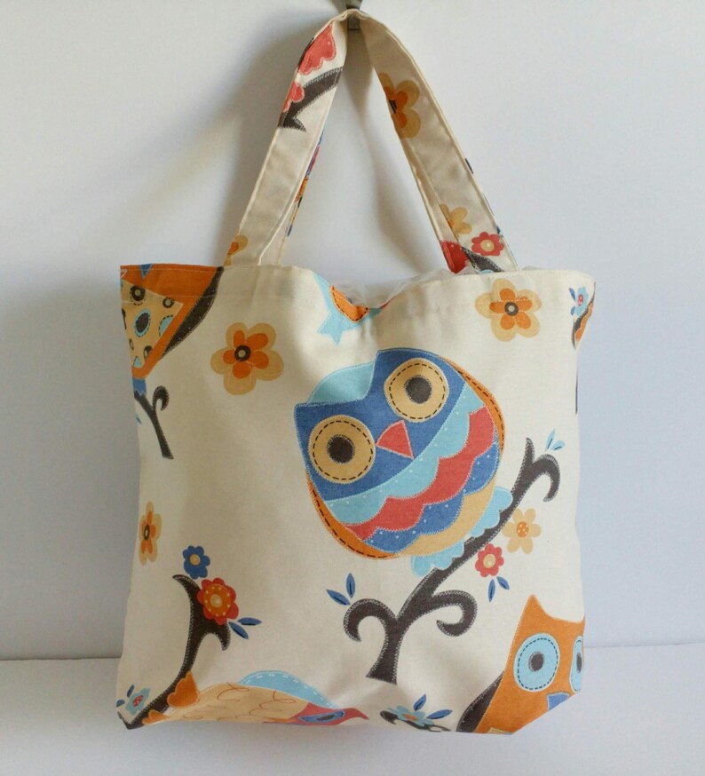 Owl tote bag, Cloth bag, Market bag, Bag, Tote bag, fabric bag, cloth Tote bag, shopping bag, tote, lined shopping bag image 1