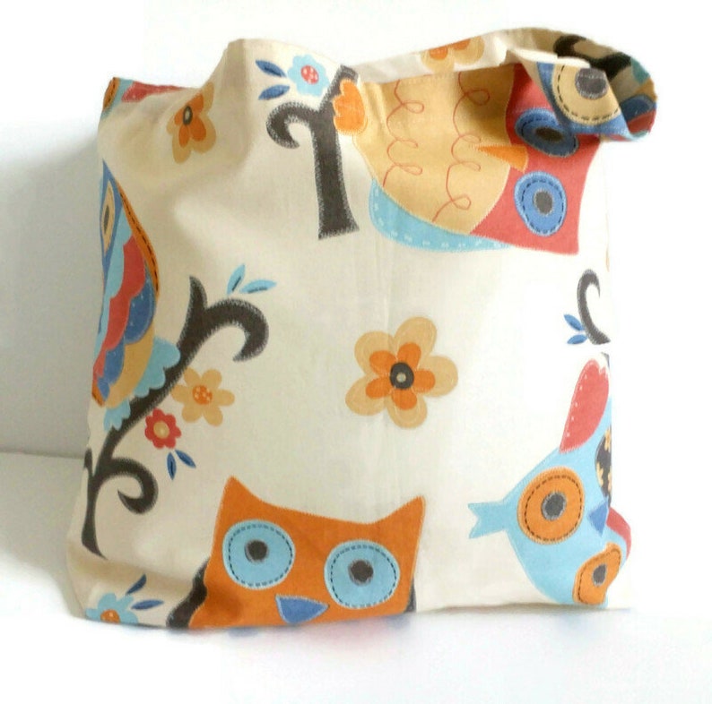 Owl tote bag, Cloth bag, Market bag, Bag, Tote bag, fabric bag, cloth Tote bag, shopping bag, tote, lined shopping bag image 5