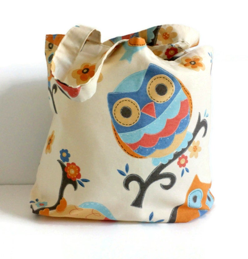 Owl tote bag, Cloth bag, Market bag, Bag, Tote bag, fabric bag, cloth Tote bag, shopping bag, tote, lined shopping bag image 2