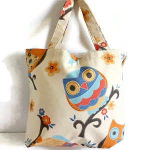 Owl tote bag, Cloth bag, Market bag, Bag, Tote bag, fabric bag, cloth Tote bag, shopping bag, tote, lined shopping bag image 3