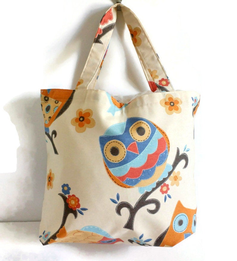 Owl tote bag, Cloth bag, Market bag, Bag, Tote bag, fabric bag, cloth Tote bag, shopping bag, tote, lined shopping bag image 3
