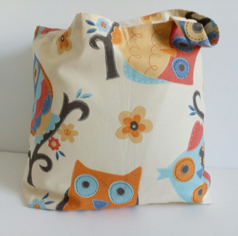 Owl tote bag, Cloth bag, Market bag, Bag, Tote bag, fabric bag, cloth Tote bag, shopping bag, tote, lined shopping bag image 6