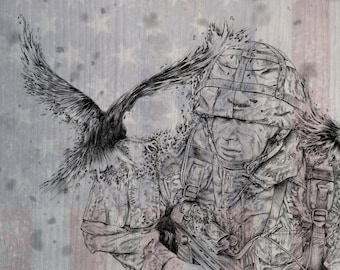 USA Armed Forces / Veterans Day, Psalm 91 : 4, an art print to honor military veterans who are serving or have served in the Armed Forces