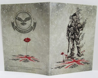 REMEMBRANCE DAY CARD: A uniquely illustrated greeting card to commemorate Remembrance Day, and British Soldiers fallen in combat