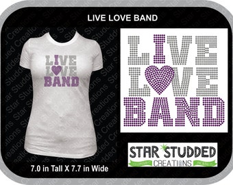 LIVE LOVE Band Bling,SPANGLE Rhinestone Sparkle t-Shirt