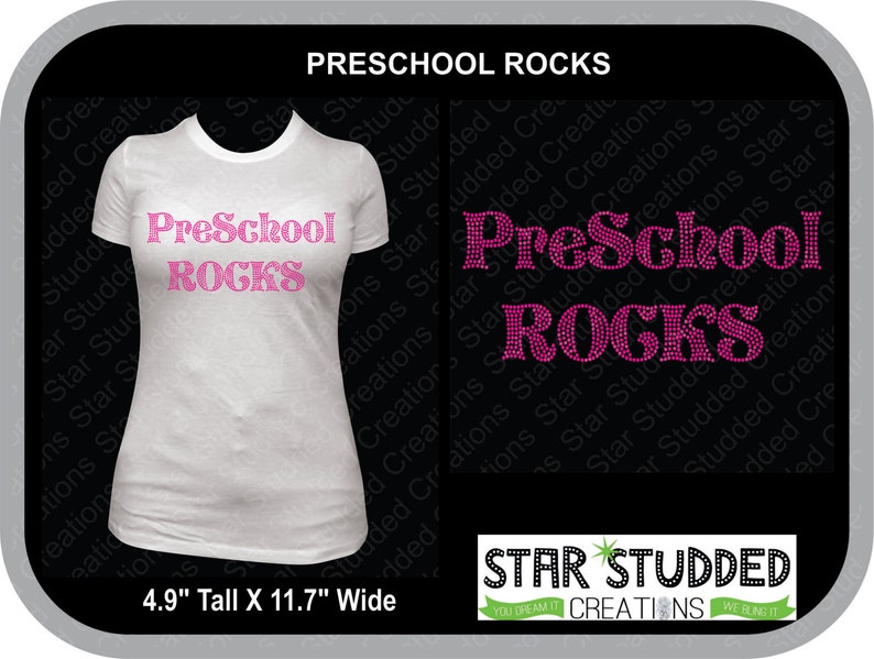 PreSchool ROCKS T-shirt Customize with your Color of Spangle and Tee image 1