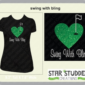 Swing with Bling Ladies Golf Tee Fun on the Course Spangle Bling Sparkle Golf Tournament Fun Tee Time