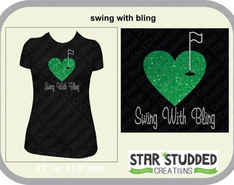 Swing with Bling Ladies Golf Tee Fun on the Course Spangle Bling Sparkle Golf Tournament Fun Tee Time