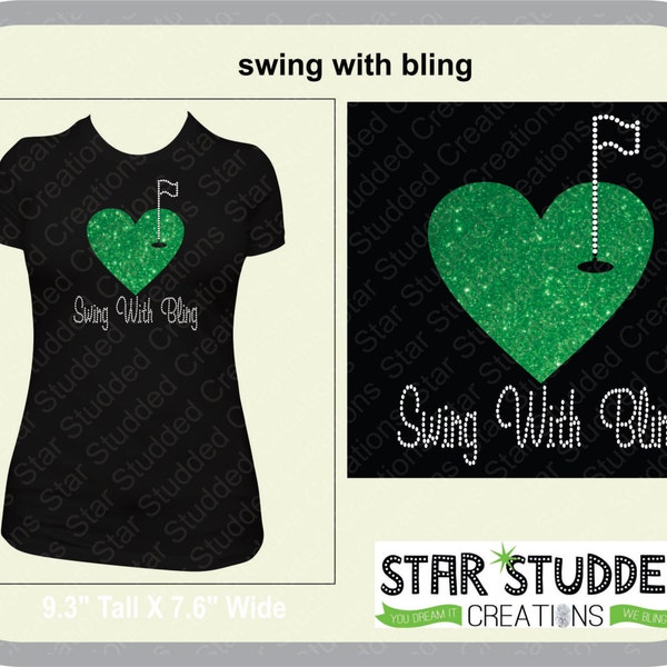 Swing with Bling Ladies Golf Tee Fun on the Course Spangle Bling Sparkle Golf Tournament Fun Tee Time