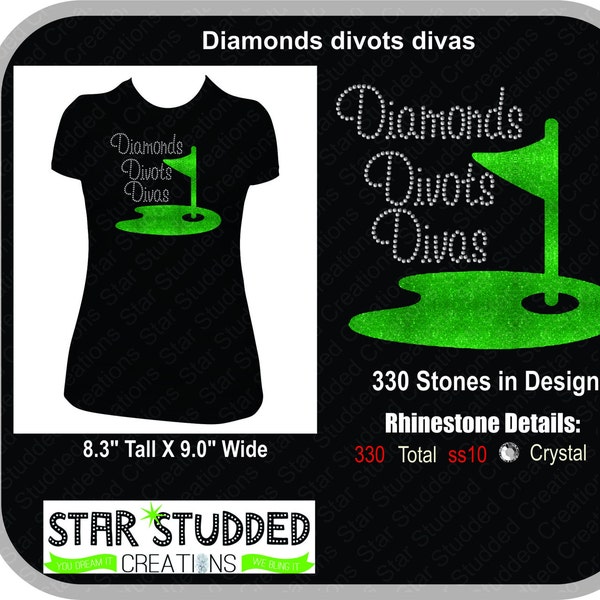 Golf Tournament Shirt DIAMONDS DIVOTS DIVAS Rhinestone shirt Bling Bling Bling on the tee!!!