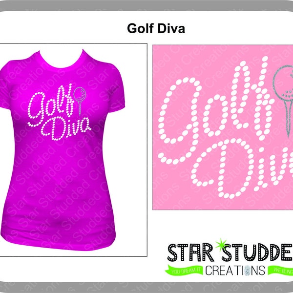 Golf Tournament Shirt GOLF DIVA Spangle shirt Bling Bling Bling on the tee!!!