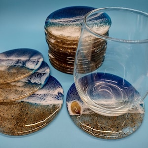 Resin coasters, Ocean Coaster, Aurora borealis coasters, sunset coasters, one of a kind coasters