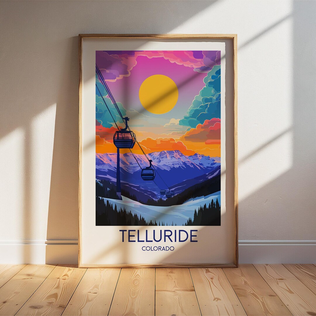 Telluride Colorado Ski Gondola Travel Poster: Retro Vintage Wall Art ...
