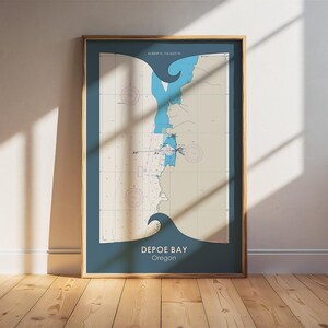 Depoe Bay - Carta/pôster marítimo NOAA da Oregon Nautical. Arte de parede náutica. Presente de aniversário. Presente náutico. Presente de casamento. Presente para velejadores.
