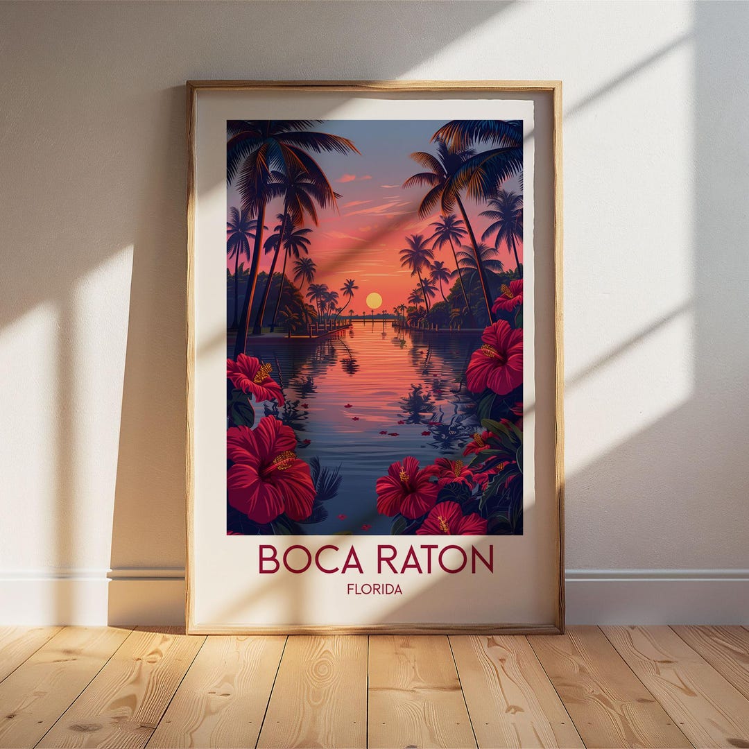 Boca Raton Florida Travel Poster: Retro Vintage Wall Art Print - Etsy