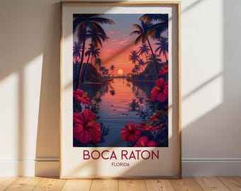Boca Raton Florida Travel Poster: Retro Vintage Wall Art Print
