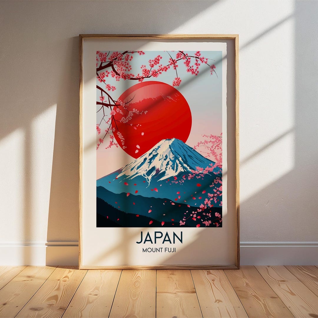 Mount Fuji Japan Travel Poster: Retro Vintage Wall Art Print - Etsy