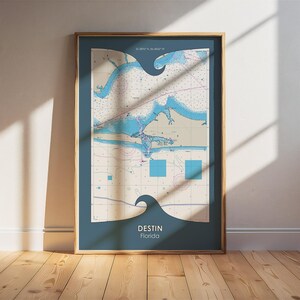 Destin - Carta/pôster marítimo NOAA da Flórida. Arte de parede náutica. Presente de aniversário. Presente náutico. Presente de casamento. Presente para velejadores.