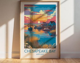 Chesapeake Beach Maryland Travel Poster: Retro Vintage Wall Art Print