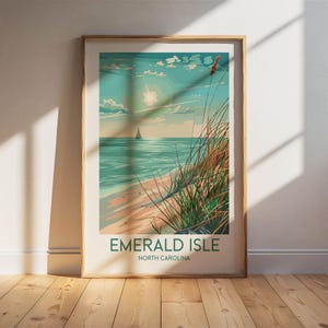 Emerald Isle - North Carolina Travel Poster - Wedding Gift - Birthday Gift - Wall Art - Travel Prints