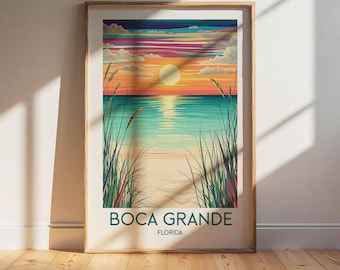 Boca Grande Florida Travel Poster: Retro Vintage Wall Art Print