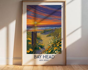 Bay Head New Jersey Travel Poster: Retro Vintage Wall Art Print