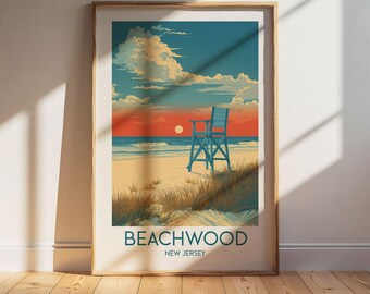 Beachwood New Jersey Travel Poster: Retro Vintage Wall Art Print