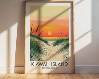 Kiawah Island South Carolina Travel Poster: Retro Vintage Wall Art Print