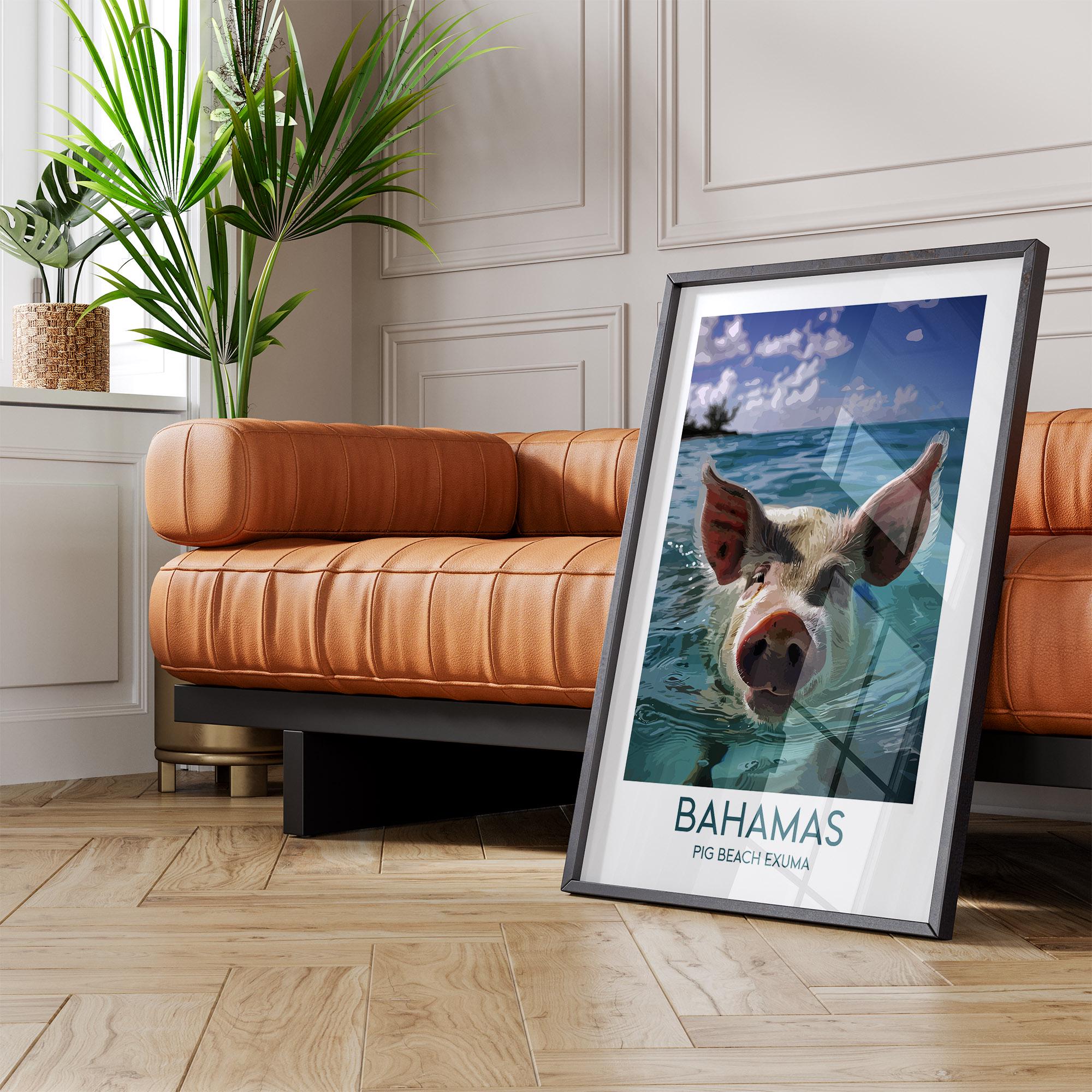 Exuma Poster Bahamas Pig Beach Exuma Travel Poster: Retro Vintage Wall Art Print - Etsy