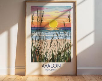 Avalon New Jersey Travel Poster: Retro Vintage Wall Art Print