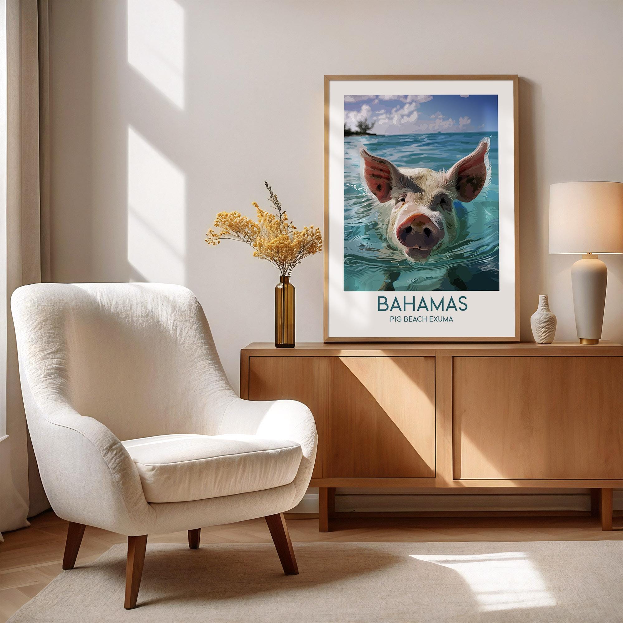 Exuma Poster Bahamas Pig Beach Exuma Travel Poster: Retro Vintage Wall Art Print - Etsy