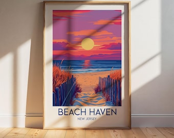 Beach Haven New Jersey Travel Poster: Retro Vintage Wall Art Print