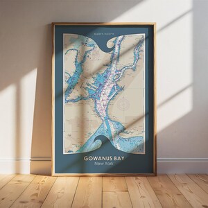 Baía de Gowanus - Carta/pôster marítimo NOAA de Nova York. Arte de parede náutica. Presente de aniversário. Presente náutico. Presente de casamento. Presente para velejador.