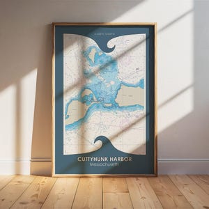 Porto de Cuttyhunk - Carta/pôster marítimo da NOAA, Massachusetts Nautical. Arte de parede náutica. Presente de aniversário. Presente náutico. Presente para velejador.