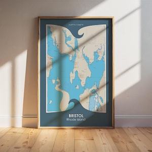 Bristol - Póster/Carta Náutica Marina de la NOAA de Rhode Island. Arte mural náutico. Regalo de cumpleaños. Regalo náutico. Regalo de boda. Regalo para navegantes.